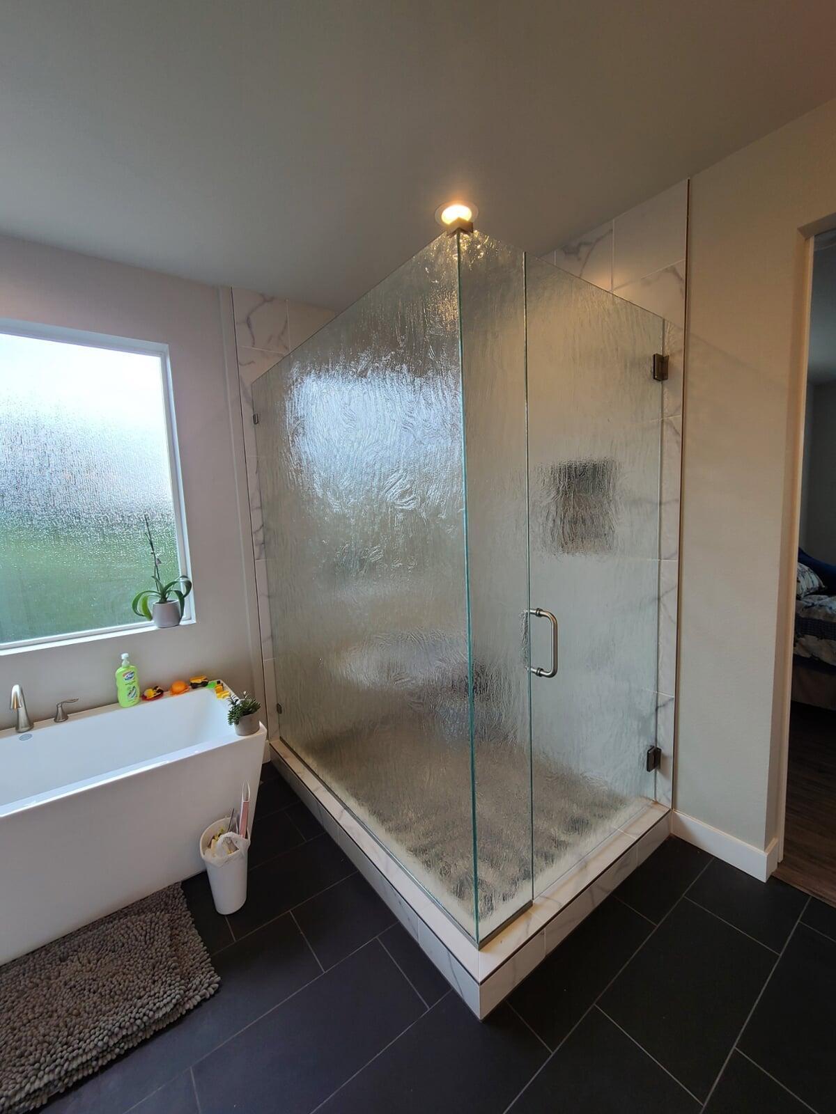 Frameless 90 degree with Glue Chip glass